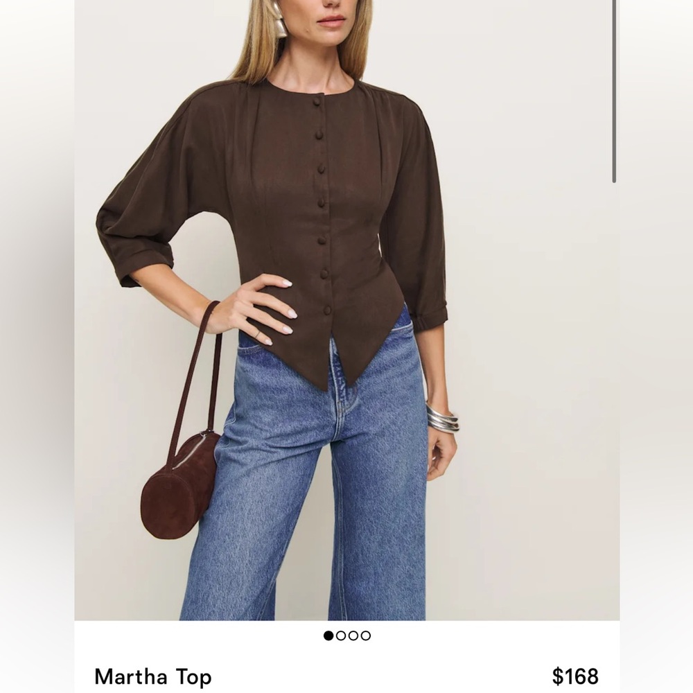 Reformation Dark Brown Button-Up Blouse